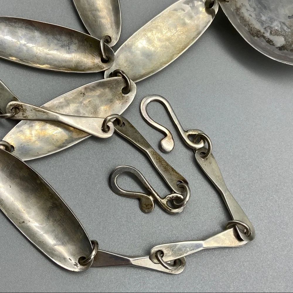 Vintage Sterling Silver & Bruneau Jasper Medallion Necklace - Picture 8 of 16